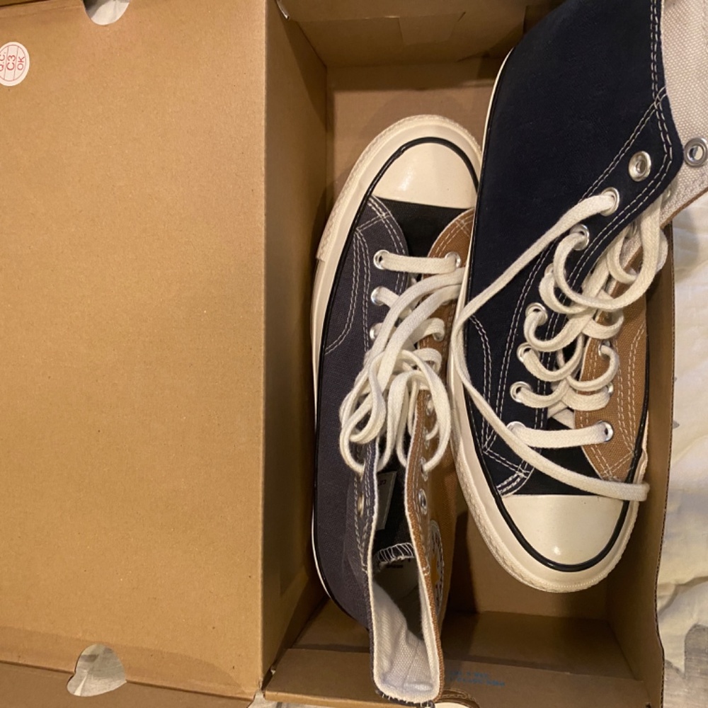 Brand New Converse Carhartt WIP x Renew Chuck 70 High Navy/Brown Sneakers - Picture 2 of 8